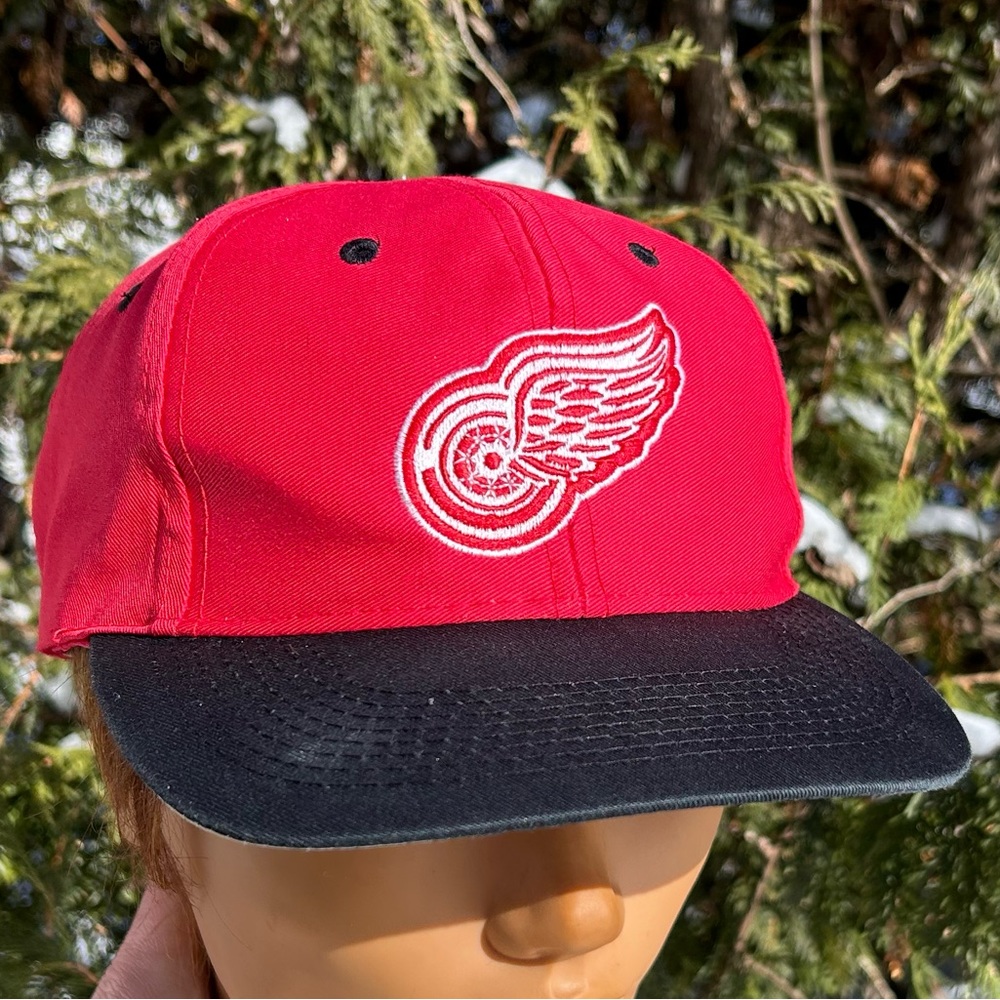 Vintage 90s Detroit Red Wings 🏒 Logo Athletic snapback hat baseball cap NHL